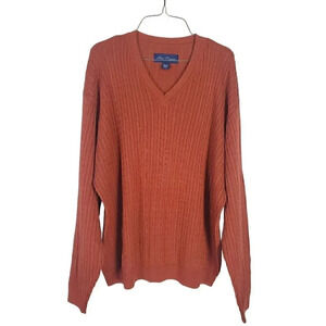 Alan Flusser V Neck Sweater Men's Size L 100% Cotton